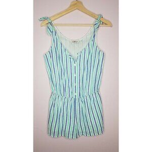 Vineyard Vines Cotton/Linen Vertical Stripe Tie Shoulder Romper‎ Size XXS